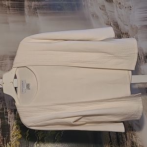 Sag Harbor Womens Medium petite cream acrylic embroidered sweater top